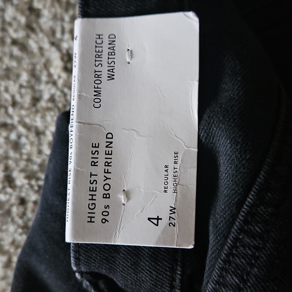 American Eagle AE Ripped Highest Waist '90s Boyfriend Jean in Rocker Black NEW - Picture 2 of 7